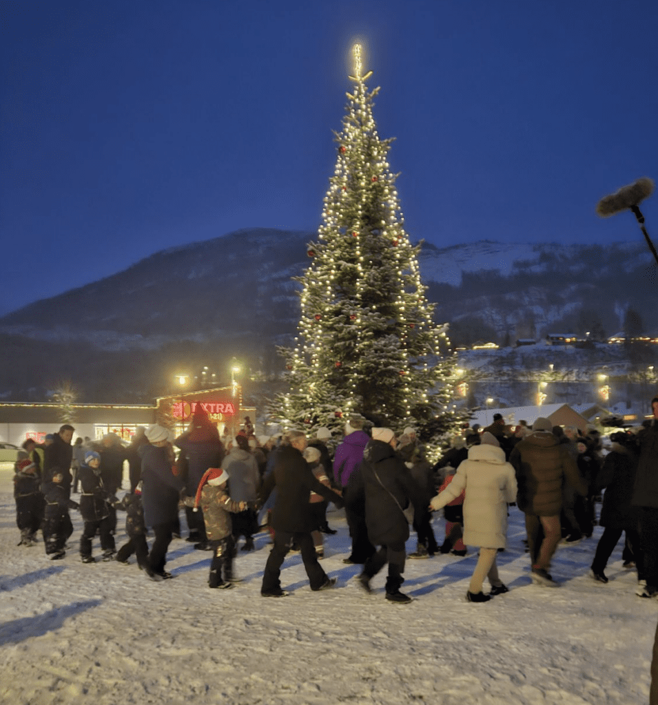 Et bilde som inneholder juletre, utendørs, himmel, vinter Automatisk generert beskrivelse